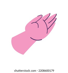 flat pink hand over white
