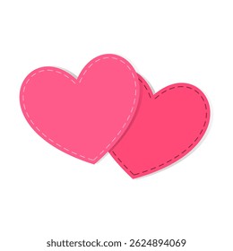 Flat pink hearts icon isolated on white background for Valentines day graphics romantic themes personal branding greeting cards social media posts digital artwork scrapbooking
