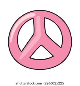 flat pink hippie sign over white