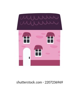 flat pink house over white