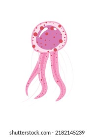 flat pink jellyfish over white