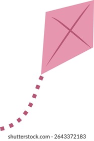 Flat Pink Kite Vector – Minimalist Flying Toy Illustration. Perfect for children's activities, outdoor play visuals, toy graphics, spring themes, and minimalist playful artwork
