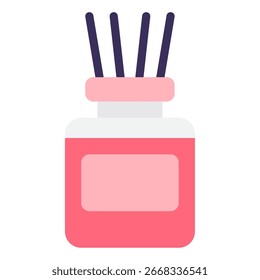 Icono de botella de esmalte de uñas de color rosa plano para catálogos de marketing de belleza, Diseño web y productos.