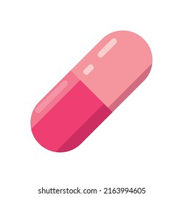 flat pink pill design over white