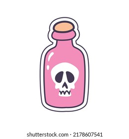 flat pink poison bottle over white
