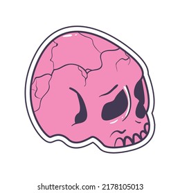 flat pink skull design over white