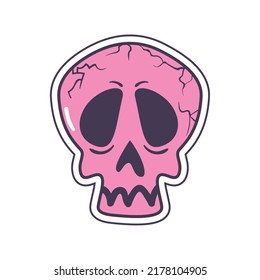 flat pink skull illustration over white