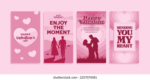 Flat pink social media story for valentines day celebration