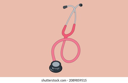 Ilustración vectorial de estetoscopio rosa plano