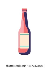 flat pink wine bottle over white