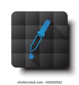 Flat Pipette icon on black app button with drop shadow