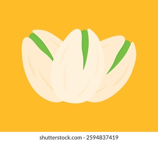 Flat pistachio nuts healthy and organic food ingredient for dubai chocolate doodle vector illustration isolated on transparent background
