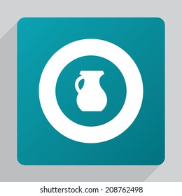 flat pitcher icon, white on green background 