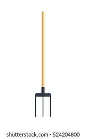 Flat pitchfork tool icon logo vector illustration. Farming equipment. Garden instrument isolated on white background.