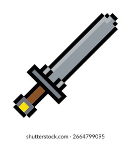 Ilustración de arte de píxeles planos de dibujos animados de una espada de caballero medieval