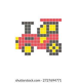 Um design de pixel plano feito de blocos de cores quadradas geométricas em um layout de ícone limpo. Adequado para elementos criativos modernos, itens isolados ou projetos de artesanato brilhante. Trator artístico de pixel