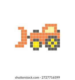 Un diseño de píxeles planos hecho de bloques geométricos de color cuadrado en un diseño de icono limpio. Conveniente para los Elementos modernos creativos, los artículos aislados, o los proyectos brillantes del arte. Bulldozer de arte de píxeles