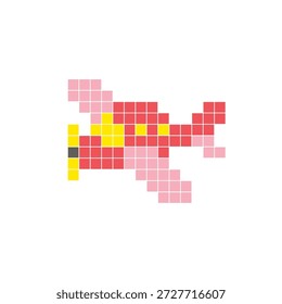 Um design de pixel plano feito de blocos de cores quadradas geométricas em um layout de ícone limpo. Adequado para elementos criativos modernos, itens isolados ou projetos de artesanato brilhante. Aeronave de arte pixel