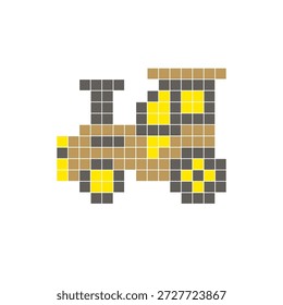 Um design de pixel plano feito de blocos de cores quadradas geométricas em um layout de ícone limpo. Adequado para elementos criativos modernos, itens isolados ou projetos de artesanato brilhante. Trator artístico de pixel