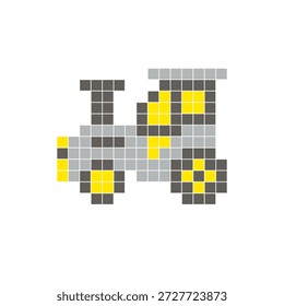 Um design de pixel plano feito de blocos de cores quadradas geométricas em um layout de ícone limpo. Adequado para elementos criativos modernos, itens isolados ou projetos de artesanato brilhante. Trator artístico de pixel
