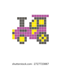 Um design de pixel plano feito de blocos de cores quadradas geométricas em um layout de ícone limpo. Adequado para elementos criativos modernos, itens isolados ou projetos de artesanato brilhante. Trator artístico de pixel
