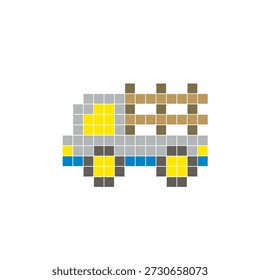 Um design de pixel plano feito de blocos de cores quadradas geométricas em um layout de ícone limpo. Adequado para elementos criativos modernos, itens isolados ou projetos de artesanato brilhante. Empilhador de arte pixel
