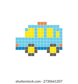 Um design de pixel plano feito de blocos de cores quadradas geométricas em um layout de ícone limpo. Adequado para elementos criativos modernos, itens isolados ou projetos de artesanato brilhante. Minibarramento Pixel art