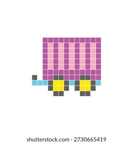Um design de pixel plano feito de blocos de cores quadradas geométricas em um layout de ícone limpo. Adequado para elementos criativos modernos, itens isolados ou projetos de artesanato brilhante. Reboque de carga Pixel art