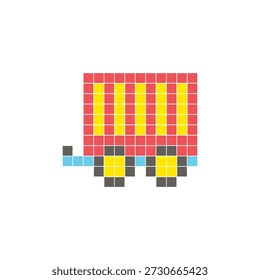 Um design de pixel plano feito de blocos de cores quadradas geométricas em um layout de ícone limpo. Adequado para elementos criativos modernos, itens isolados ou projetos de artesanato brilhante. Reboque de carga Pixel art