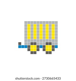 Um design de pixel plano feito de blocos de cores quadradas geométricas em um layout de ícone limpo. Adequado para elementos criativos modernos, itens isolados ou projetos de artesanato brilhante. Reboque de carga Pixel art