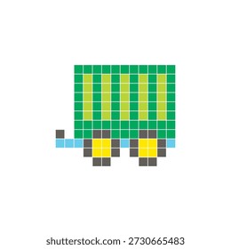 Um design de pixel plano feito de blocos de cores quadradas geométricas em um layout de ícone limpo. Adequado para elementos criativos modernos, itens isolados ou projetos de artesanato brilhante. Reboque de carga Pixel art