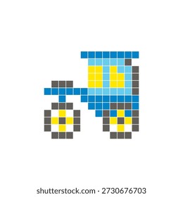 Um design de pixel plano feito de blocos de cores quadradas geométricas em um layout de ícone limpo. Adequado para elementos criativos modernos, itens isolados ou projetos de artesanato brilhante. Carruagem Pixel Art