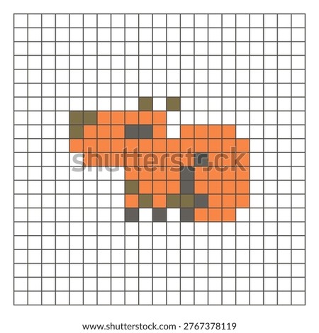 A flat pixel design made of geometric square color blocks on a clean grid layout. Suitable for educational game elements, icons, or craft patterns. Pixel art capybara