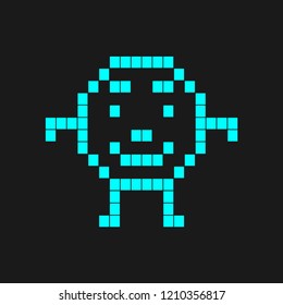 Flat pixel smile icon. Vector illustration.