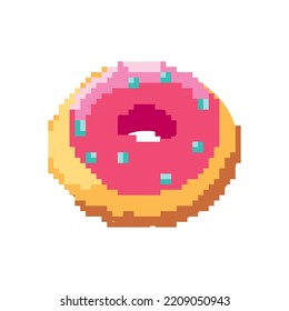 flat pixelated donut over white