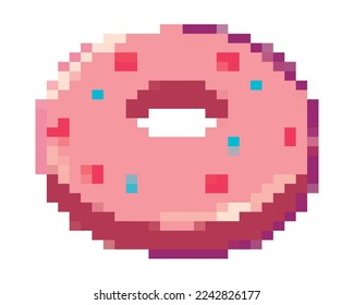 donut plano pixelado sobre blanco