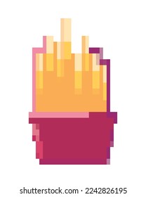 flat pixelated french fries over white