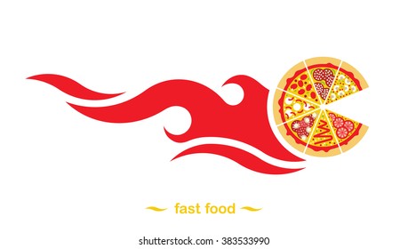 flat pizza delivery vector online logo order