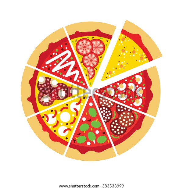 Flat Pizza Logo Vector Pizza Slices Stock Vector Royalty Free