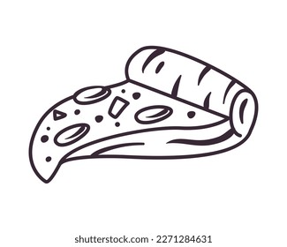flat pizza slice over white