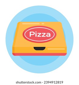 Flat pizza tray icon isolated on blue background 