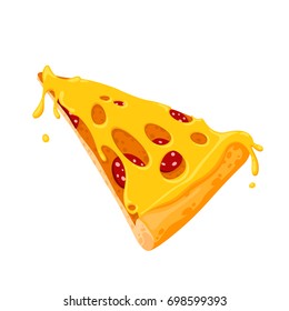 Flat pizza, vector isolated object.