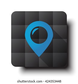 Flat Place icon on black app button with drop shadow