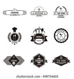 Flat and plain restaurant logo vintage with black and white color