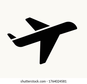 Flat plane icon in black color.