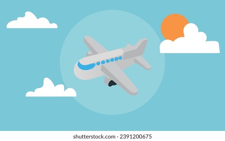 Flat plane illustration, view from a flying aircraft