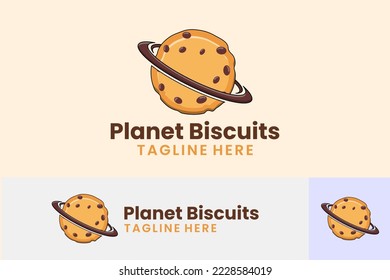 Flat planet biscuits logo template design icon logotype vector art illustration