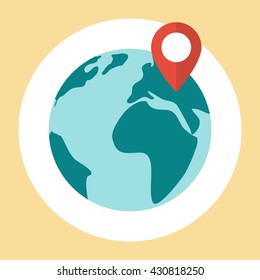 Flat planet Earth icon