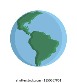 Flat planet Earth icon, ecological icon on a white background