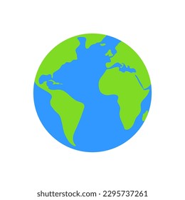 Flat planet Earth icon, globe symbol. Vector illustration